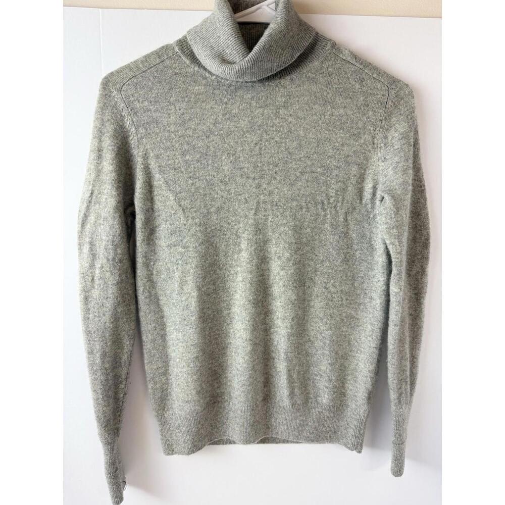 Everlane 100% Cashmere Turtleneck Women XS Heather Gray Knit Long Sleeve Sweater